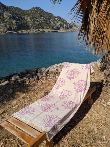 Load image into Gallery viewer, 100% Cotton Coral Beach Towel - Hittite Home
