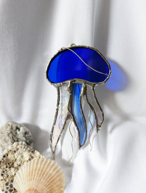 Stained Glass Blue Jellyfish