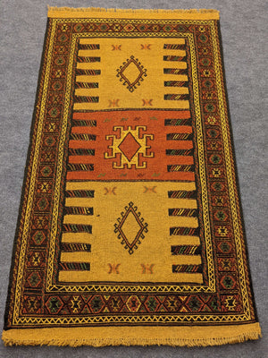 Ancient Geometric Hittite Design Rug with Leather - Hittite Home