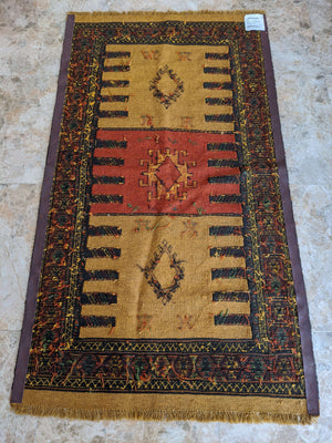 Ancient Geometric Hittite Design Rug with Leather - Hittite Home