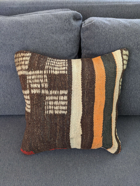 Load image into Gallery viewer, Brown Kilim Cushion Cover - Hittite Home
