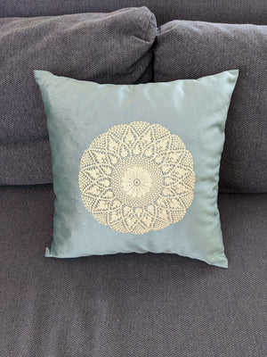 Crochet Lace Green Cushion Signature Design, Set of 2 - Hittite Home