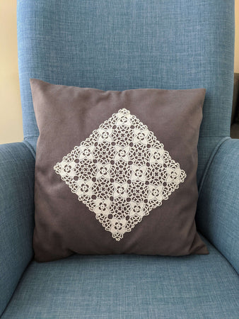 Crochet Lace Grey Cushion Signature Design, Set of 2 - Hittite Home