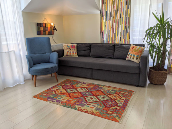 Load image into Gallery viewer, Geometric Wool &amp; Cotton Rug - Hittite Home
