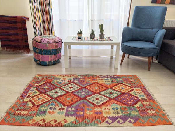 Load image into Gallery viewer, Geometric Wool &amp; Cotton Rug - Hittite Home
