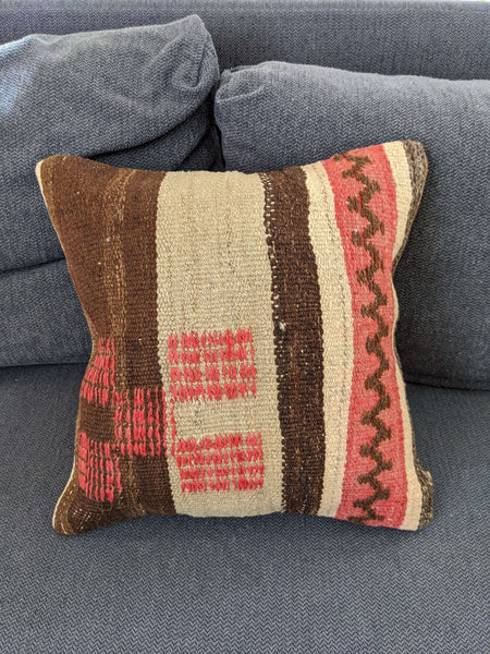 Load image into Gallery viewer, Pink &amp; Brown Cushion - Hittite Home
