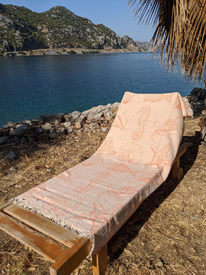 Sea Shells Orange Beach Towel - Hittite Home