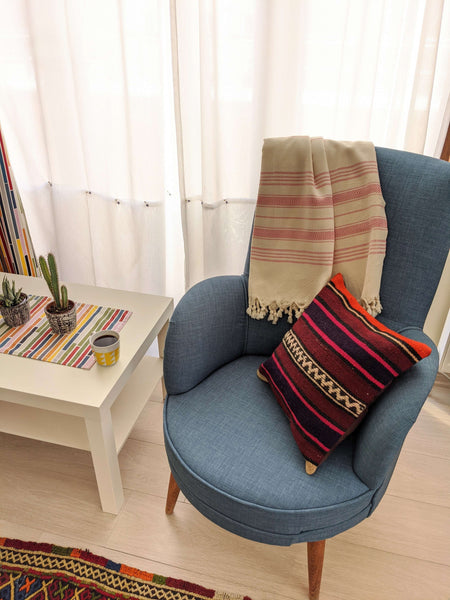 Load image into Gallery viewer, Striped Cushion Cover from Recycled Rug - Hittite Home
